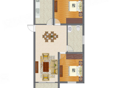 2室2厅 72.55平米户型图