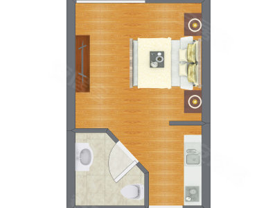 1室0厅 19.18平米户型图