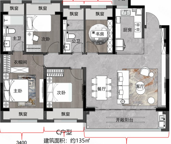 和颂雅苑(新房)4室2厅135㎡237万二手房图片