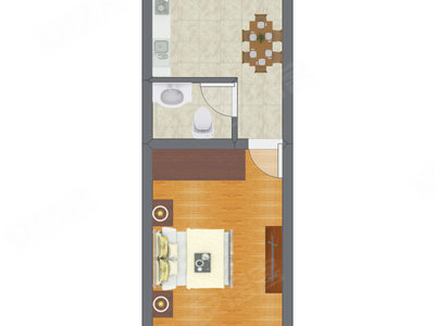1室1厅 23.53平米户型图