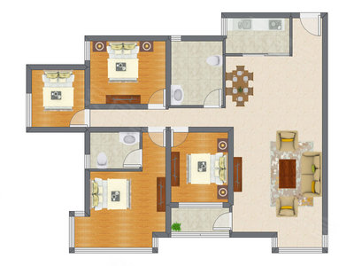 4室2厅 139.75平米户型图