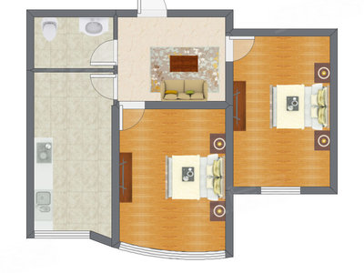 2室1厅 83.01平米户型图