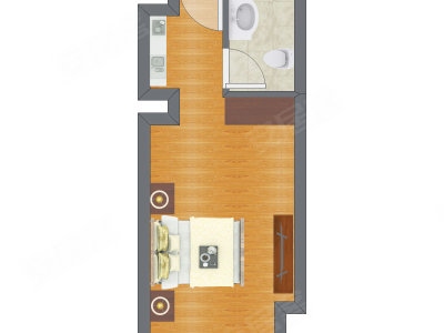 1室0厅 18.83平米户型图