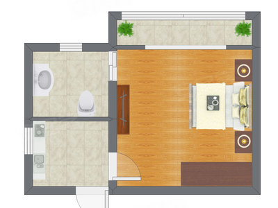 1室0厅 43.60平米户型图