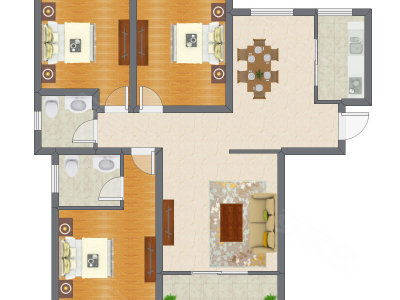 3室2厅 120.79平米户型图