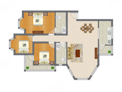 3室2厅 120.88平米户型图