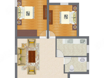2室1厅 73.88平米户型图
