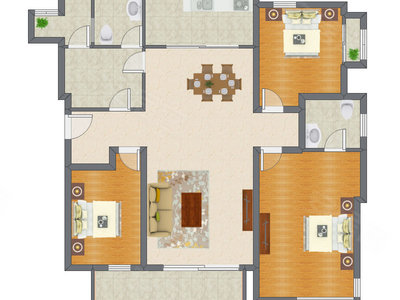 3室2厅 156.55平米