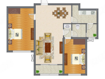 2室2厅 113.71平米户型图