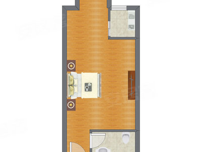 1室0厅 43.82平米户型图