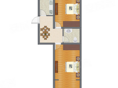 2室1厅 59.80平米