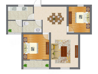 2室2厅 98.80平米户型图