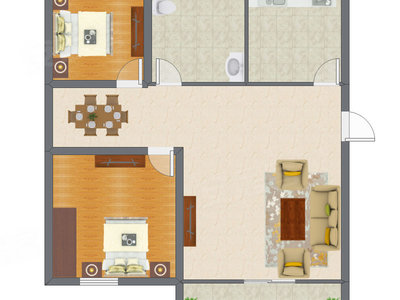 2室1厅 47.23平米