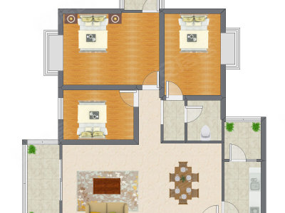 3室2厅 102.56平米