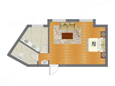 1室0厅 50.13平米户型图