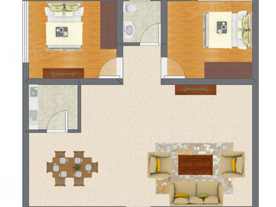2室2厅 72.26平米户型图