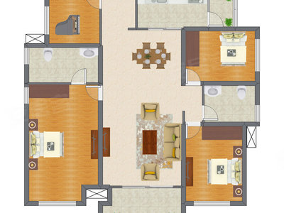 3室2厅 141.69平米户型图