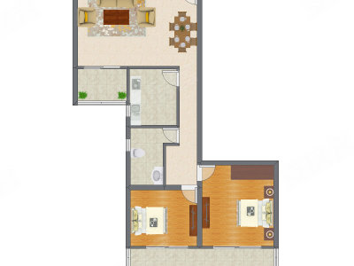 2室2厅 117.00平米户型图
