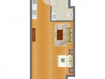 1室1厅 50.27平米户型图