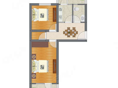 2室1厅 60.50平米户型图