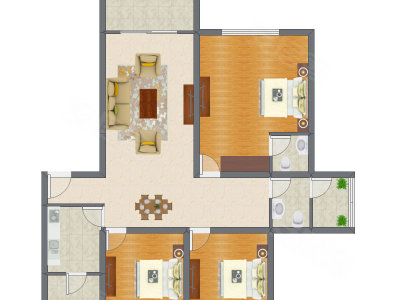 3室1厅 93.50平米