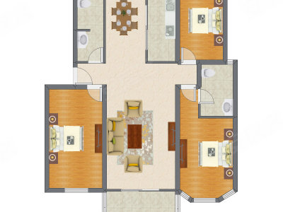 3室2厅 134.46平米户型图