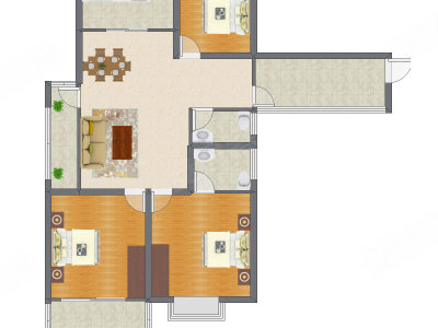 3室2厅 124.12平米
