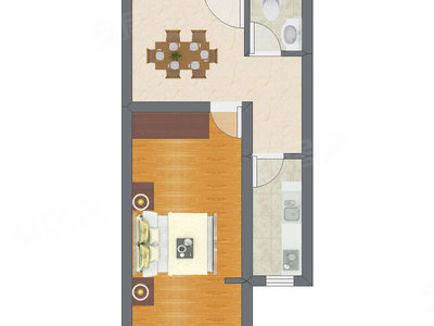 1室1厅 44.30平米