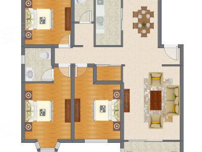 3室2厅 135.23平米户型图