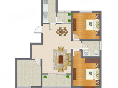 2室2厅 99.34平米