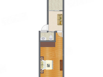 1室1厅 45.50平米户型图