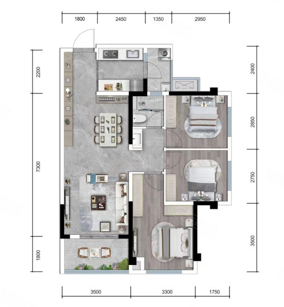 香投置地锦堂3室1厅97㎡127万二手房图片