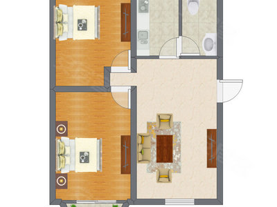2室1厅 107.34平米户型图