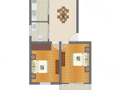 2室1厅 78.39平米