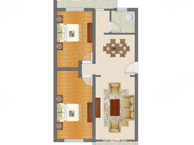 2室2厅 104.56平米户型图