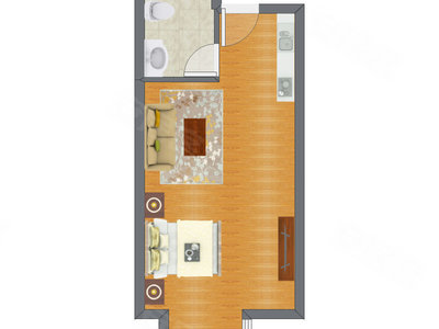 1室0厅 49.34平米户型图