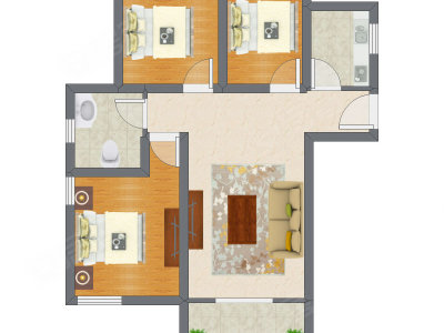 3室1厅 90.91平米