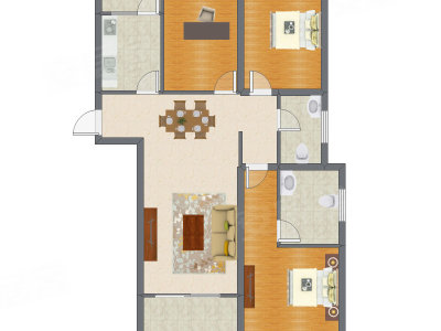 3室2厅 93.83平米