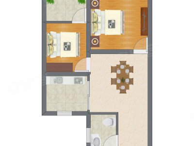 2室1厅 40.61平米