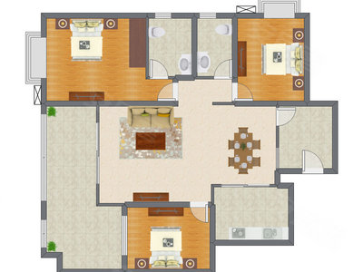 3室2厅 144.03平米户型图