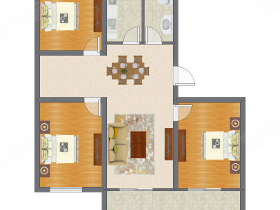 3室2厅 104.85平米