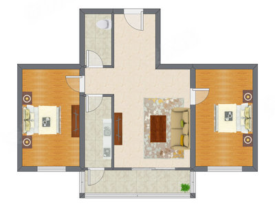 2室1厅 97.64平米户型图