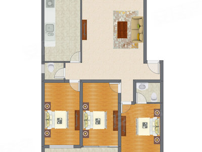 3室1厅 153.70平米户型图