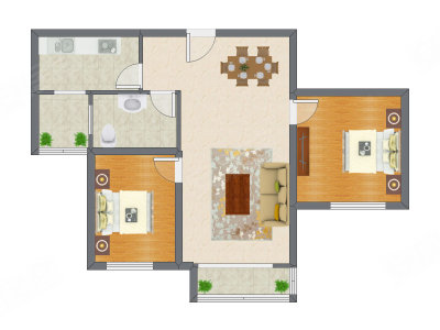 2室2厅 90.94平米户型图