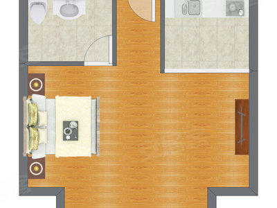 1室0厅 35.66平米户型图