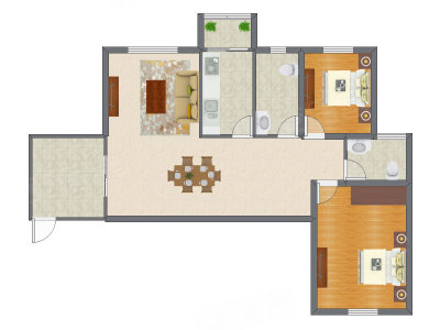 2室2厅 90.31平米