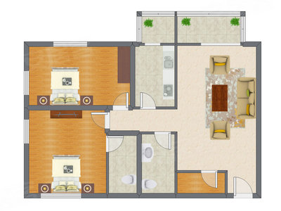 2室1厅 125.60平米
