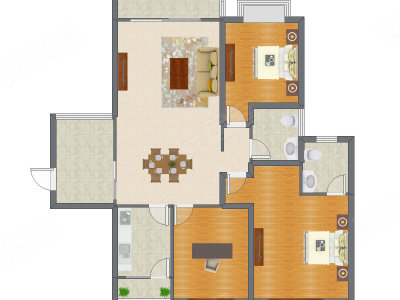 3室2厅 132.88平米