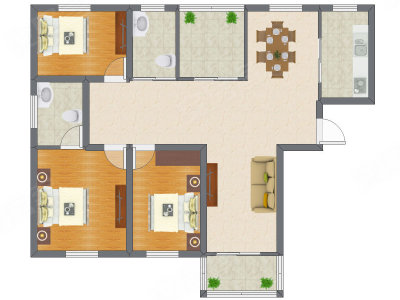 4室2厅 86.76平米
