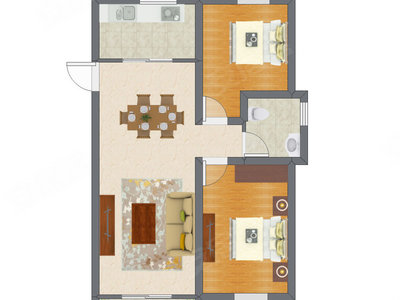 2室2厅 87.60平米户型图